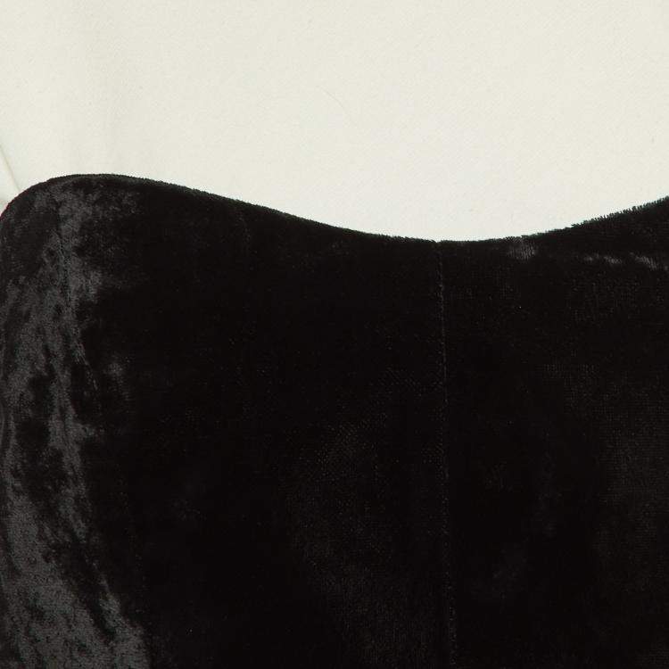 Pre Owned Max Mara White/Black Jersey and Velvet Corset Dress Set