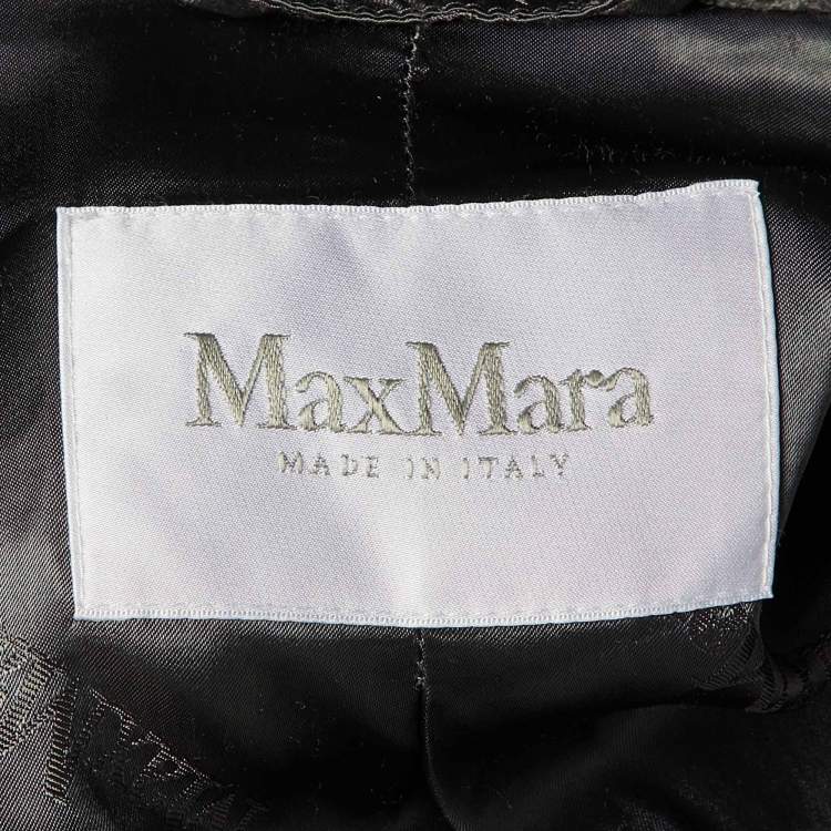 Pre Owned Max Mara Grey Fur Single Breasted Coat XS