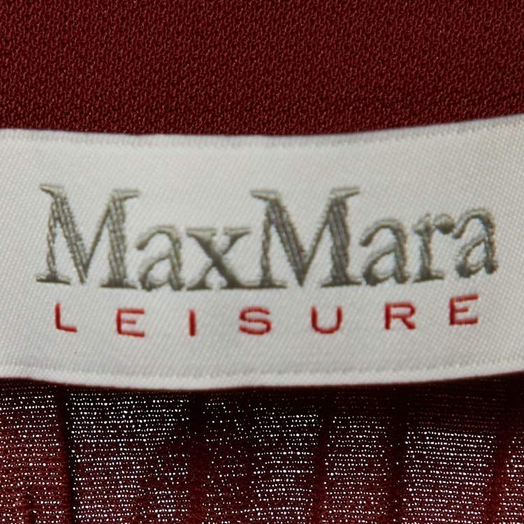 Pre Owned Max Mara Leisure Burgundy Crinkled Crepe Button Front Shirt S