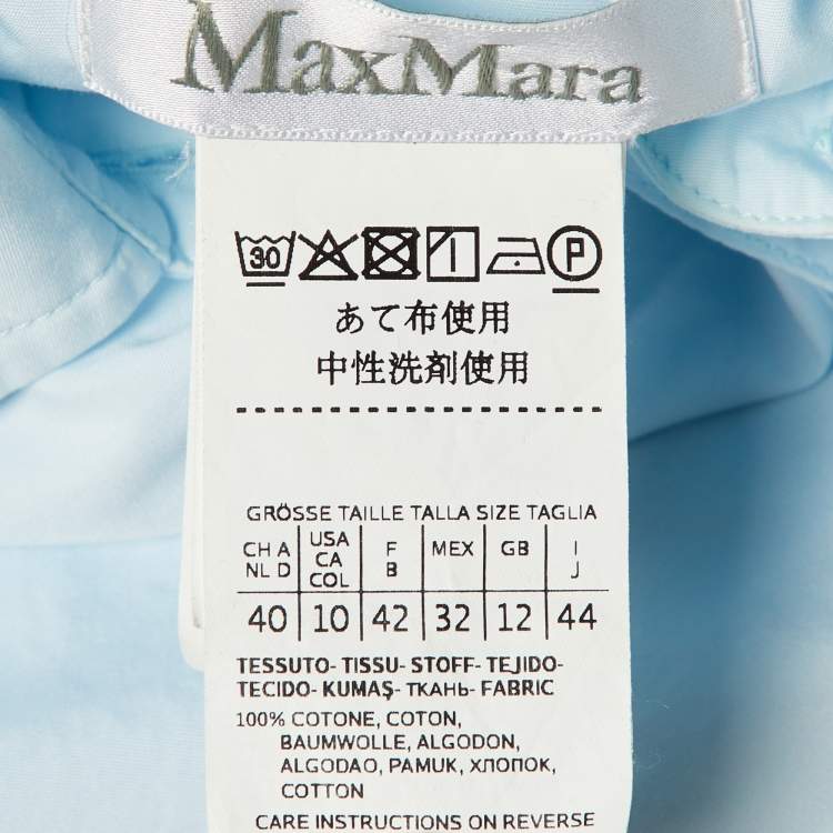 Pre Owned Max Mara Blue Cotton Short Sleeve Shirt M