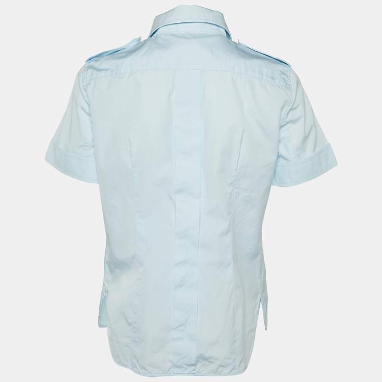 Pre Owned Max Mara Blue Cotton Short Sleeve Shirt M