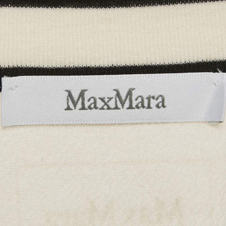 Pre Owned Max Mara White Cotton Knit Round Neck Cropped Top M