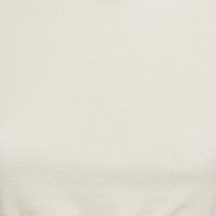 Pre Owned Max Mara White Cotton Knit Round Neck Cropped Top M