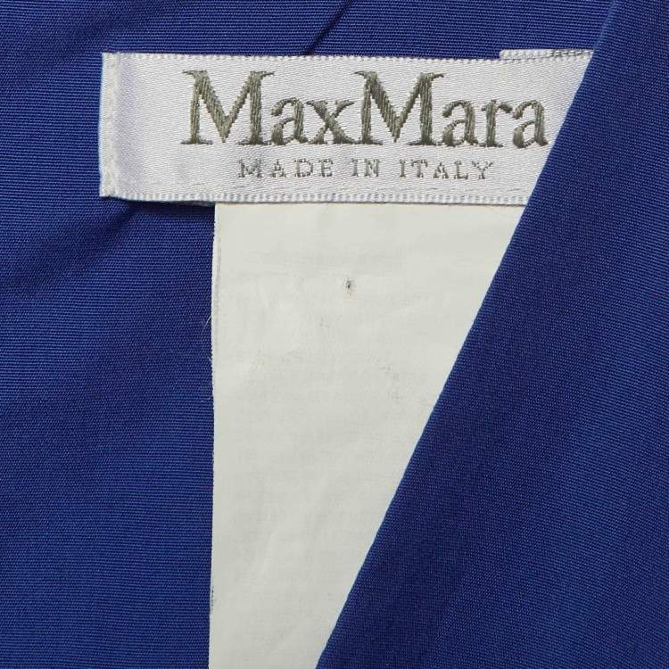 Pre Owned Max Mara Blue Cotton Belted Midi Dress S