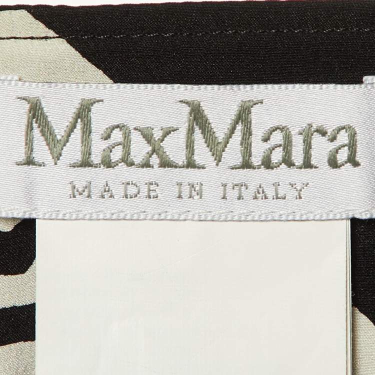 Pre Owned Max Mara Monochrome Printed Silk Wrap Top M