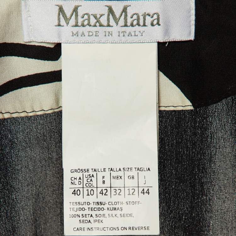 Pre Owned Max Mara Monochrome Printed Silk Wrap Top M