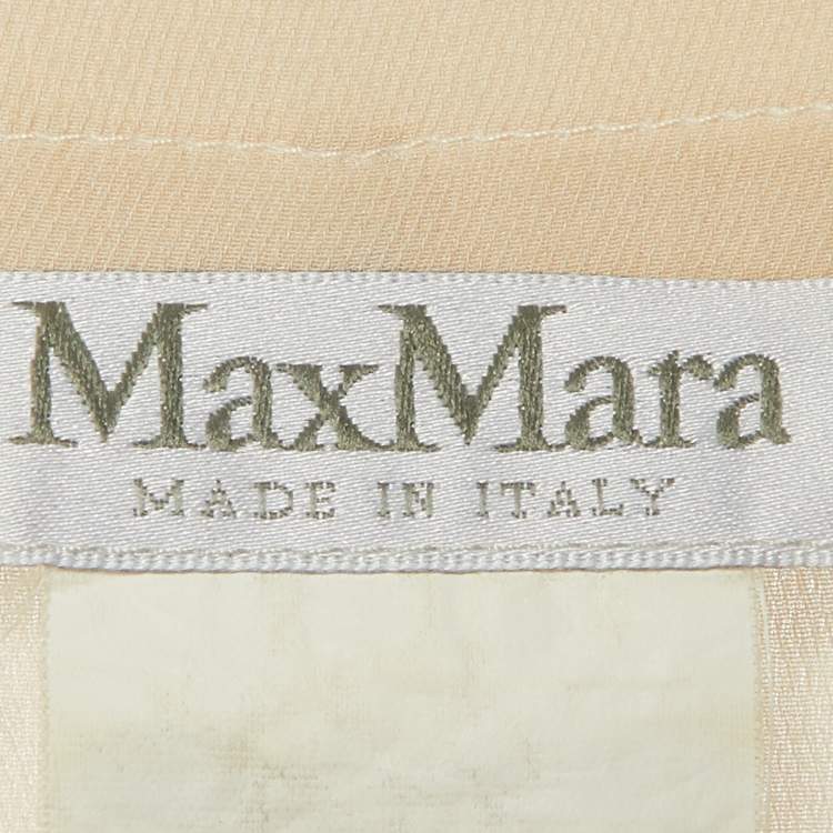 Pre Owned Max Mara Beige Crepe & Linen Blend Midi Dress M