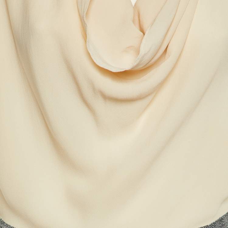 Pre Owned Max Mara Beige Crepe & Linen Blend Midi Dress M