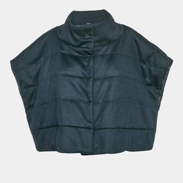 Pre Owned Max Mara Leisure Navy Blue Wool Blend Sleeveless Down Jacket M