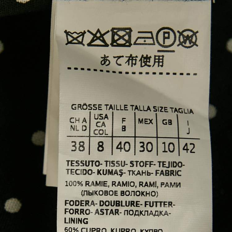 Pre Owned Max Mara Black Dotted Ramie Single Breasted Blazer M