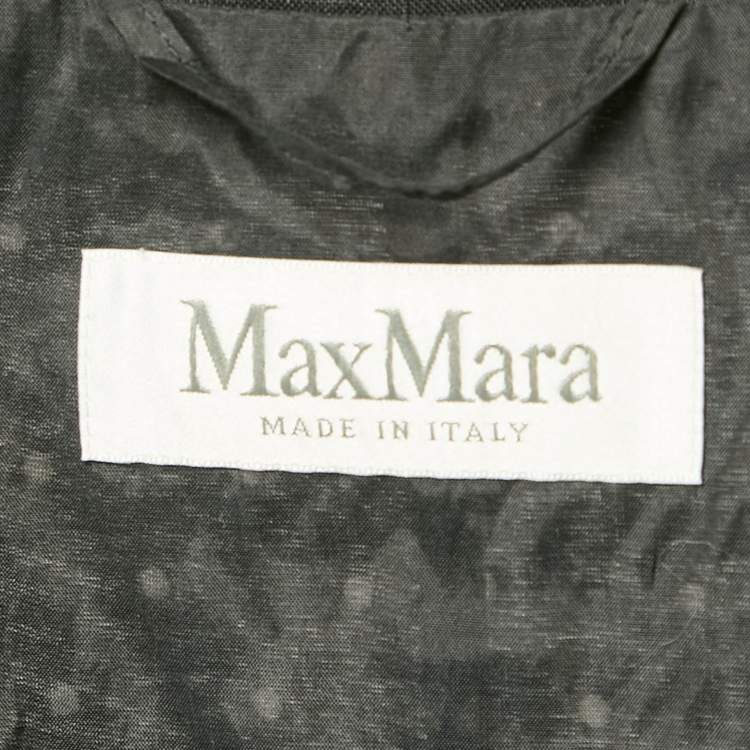 Pre Owned Max Mara Black Dotted Ramie Single Breasted Blazer M