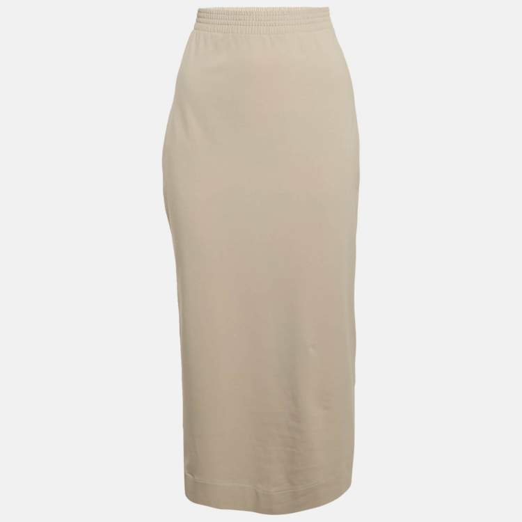 Pre Owned Max Mara Leisure Grey Jersey Midi Skirt S