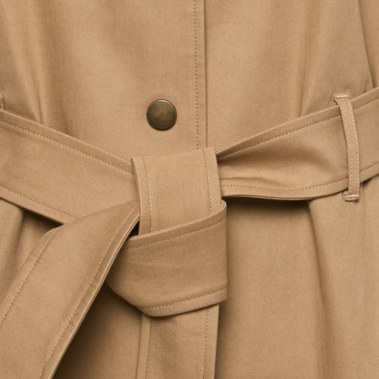 Pre Owned Max Mara Beige Gabardine Belted Midi Dress M