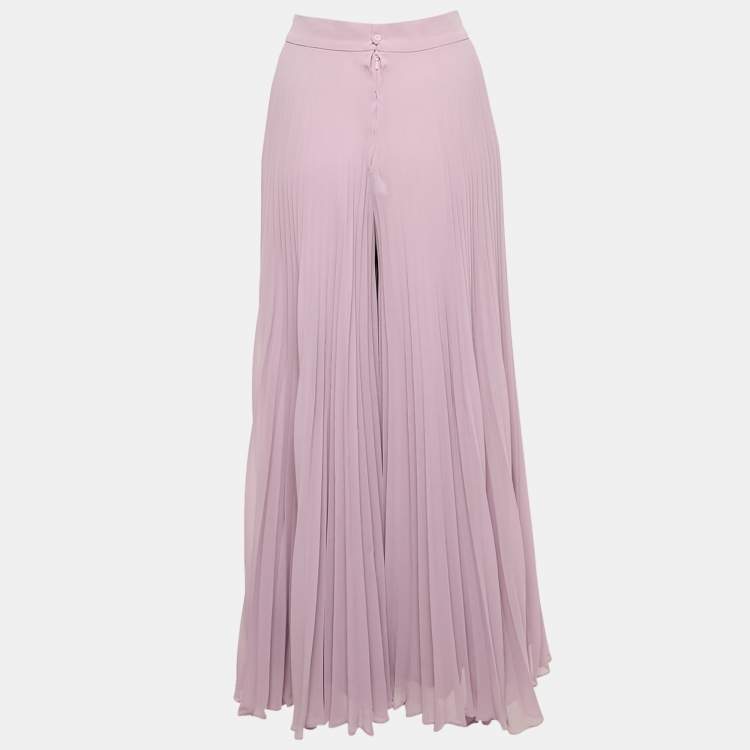 Pre Owned Max Mara Purple Chiffon Plisse Flared Trousers M