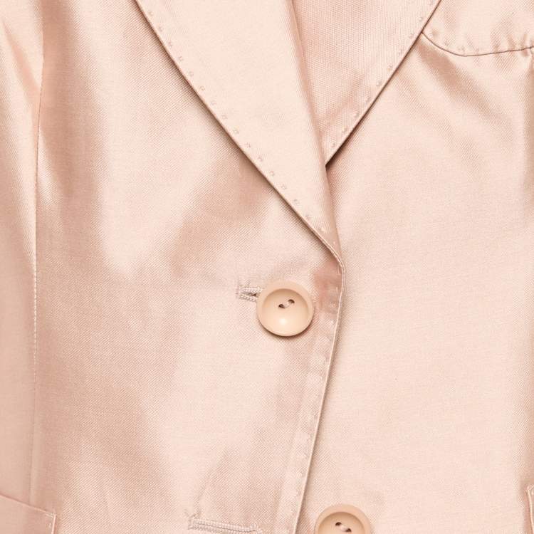 Pre Owned Max Mara Pink Cotton Blend Single Breasted Blazer XL