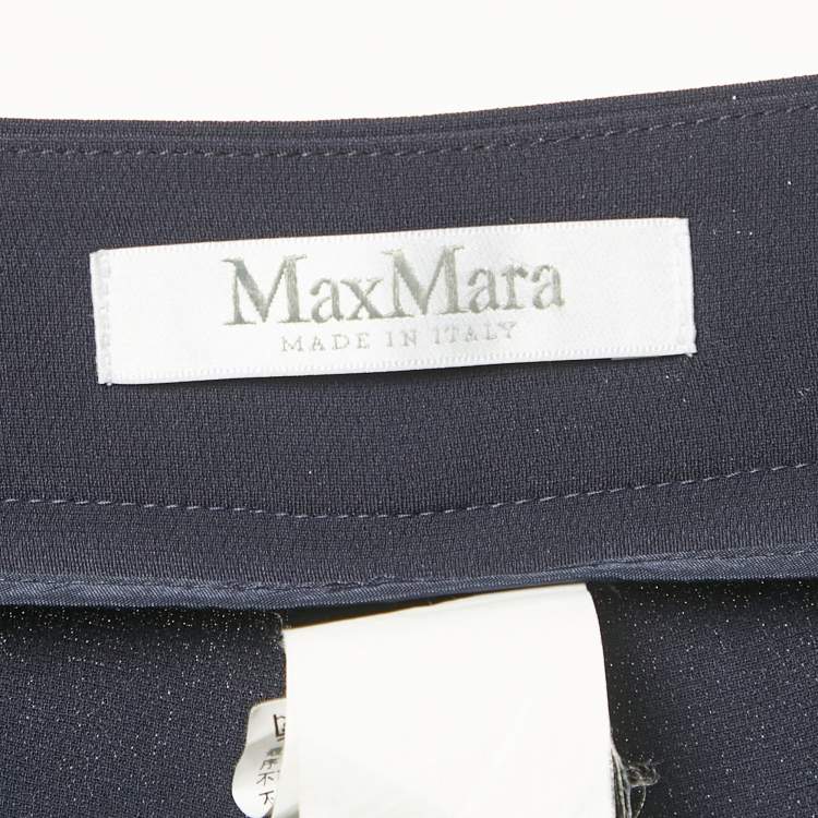 Pre Owned Max Mara Navy Blue Crepe Trousers M