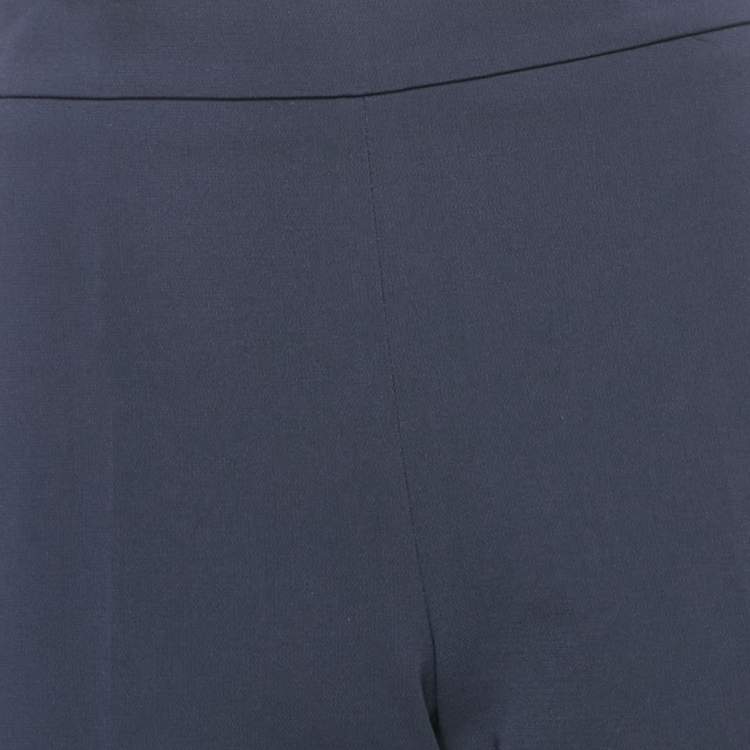 Pre Owned Max Mara Navy Blue Crepe Trousers M