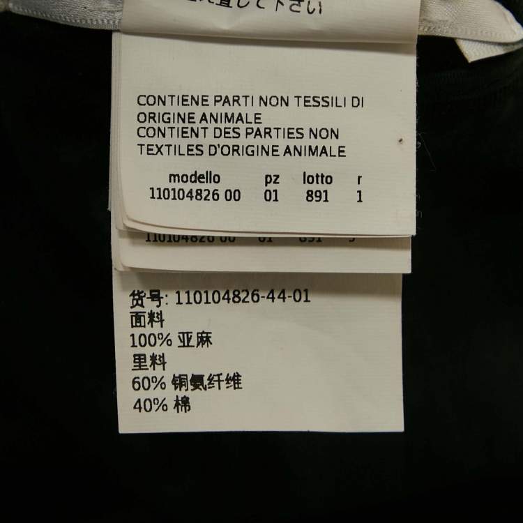Pre Owned Max Mara Black Linen Pleated Maxi Wrap Skirt L