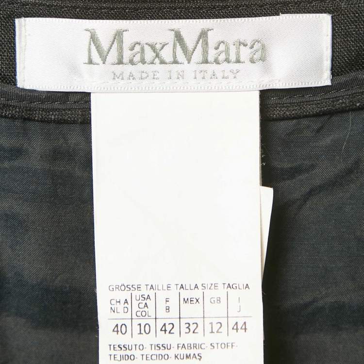 Pre Owned Max Mara Black Linen Pleated Maxi Wrap Skirt L