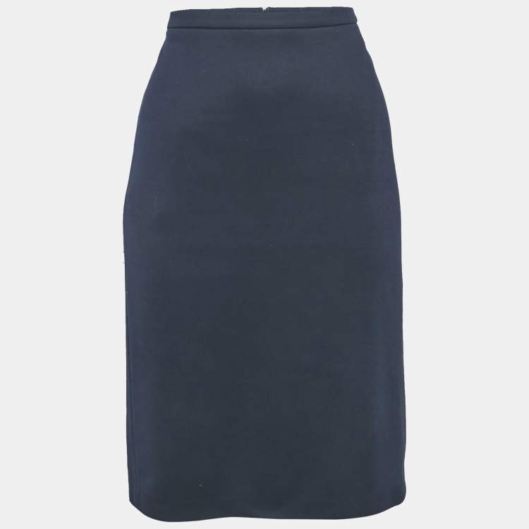 Pre Owned Max Mara Navy Blue Knit Pencil Skirt M