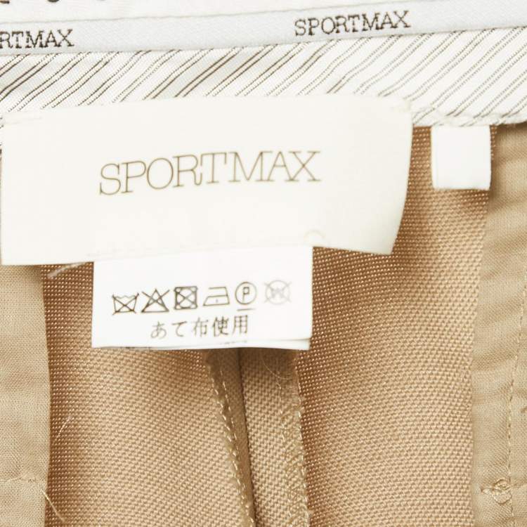 Pre Owned Sportmax Beige Wool Loose Fit Trousers XL