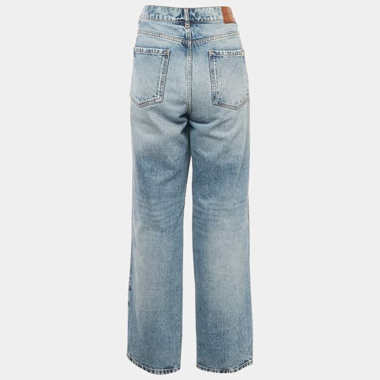 Pre Owned Max Mara Blue Denim Straight Leg Jeans XL Waist 34"