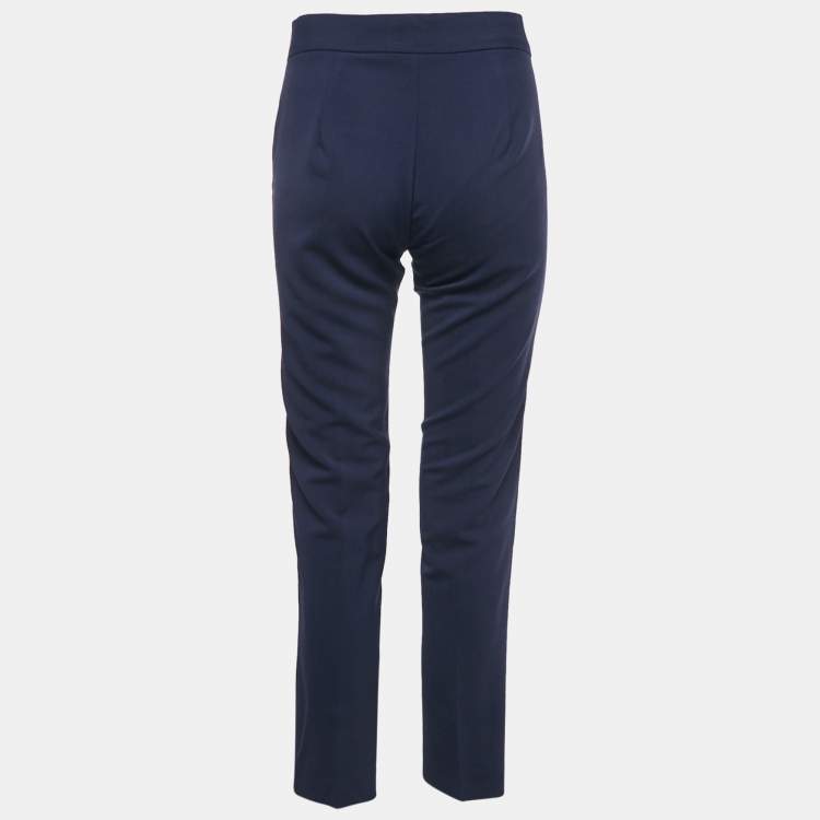 Pre Owned Max Mara Navy Blue Wool Tailored Pants S