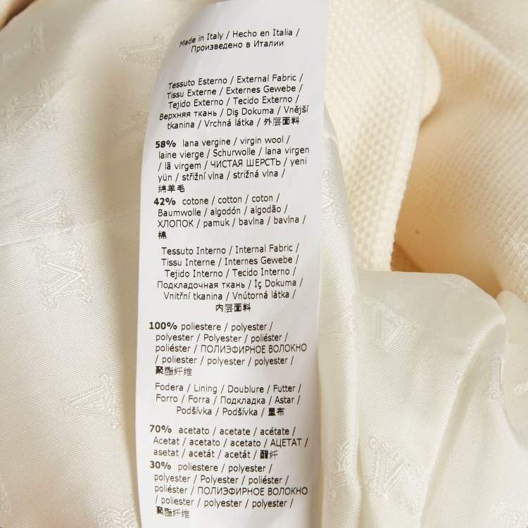 Pre Owned Max Mara Cream Textured Wool and Cotton Double Breasted Blazer L
