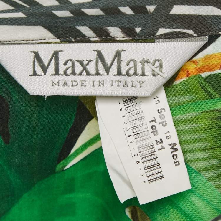 Pre Owned Max Mara Multicolor Tropical Print Diego Oversized Shirt Dress L