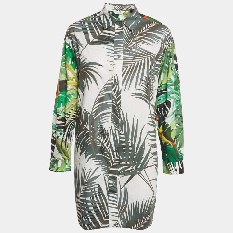 Pre Owned Max Mara Multicolor Tropical Print Diego Oversized Shirt Dress L