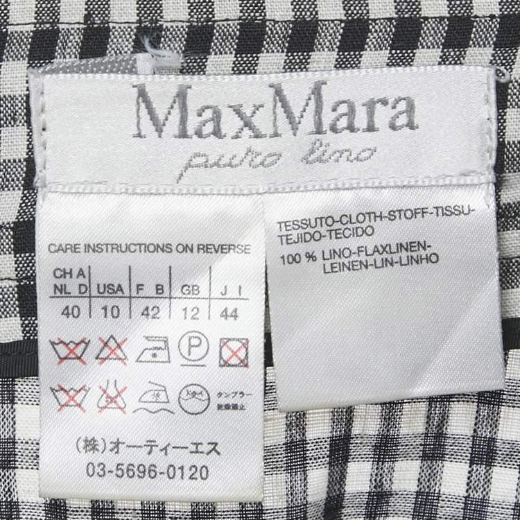 Pre Owned Max Mara Black/White Checkered Midi Skirt M