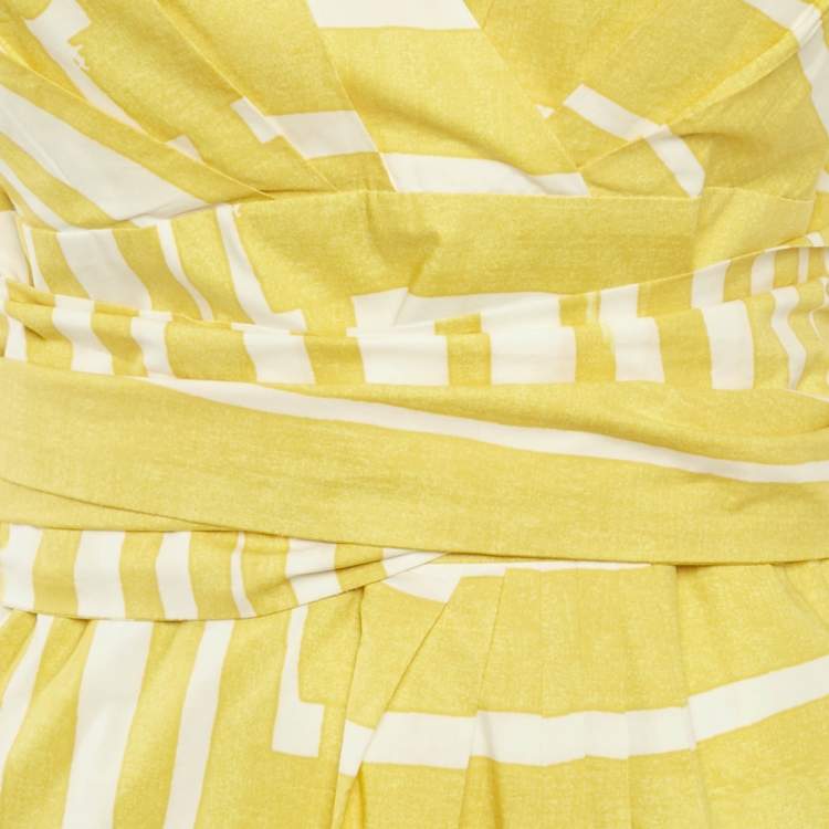 Pre Owned Max Mara Yellow Printed Cotton Short Dress M