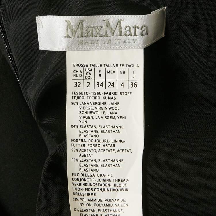 Pre Owned Max Mara Black Wool Ruffled Midi Dress XS