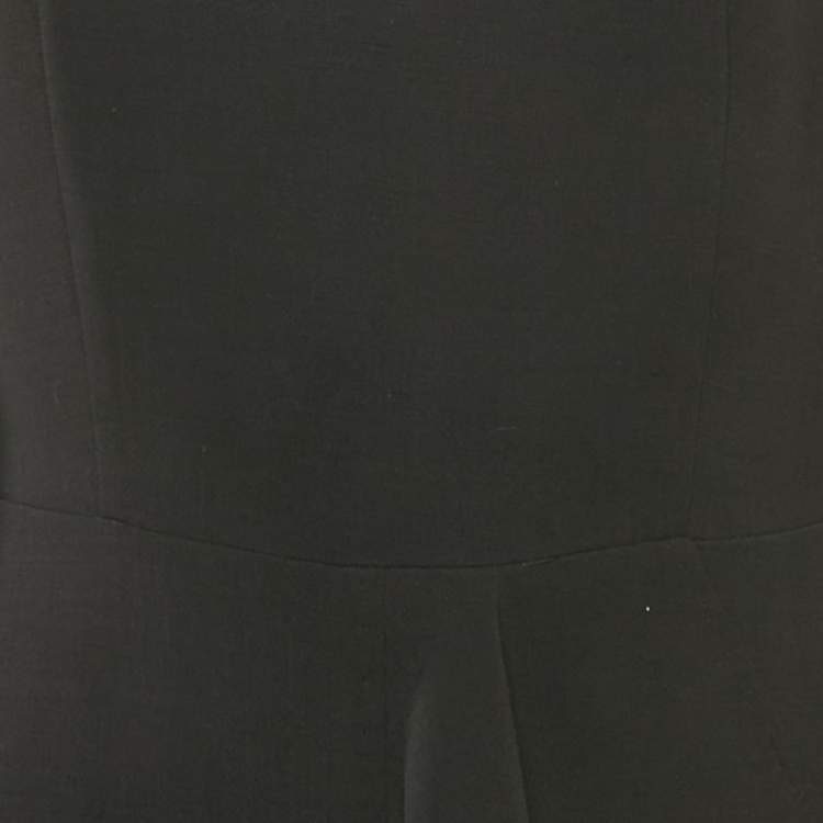 Pre Owned Max Mara Black Wool Ruffled Midi Dress XS