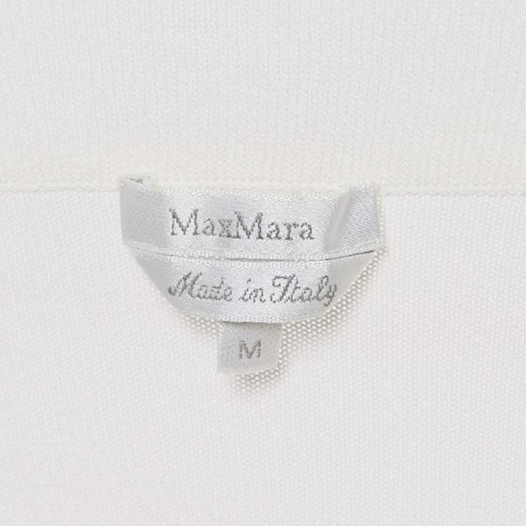 Pre Owned Max Mara White Knit Waist Tie Detail Oversized Sweater M