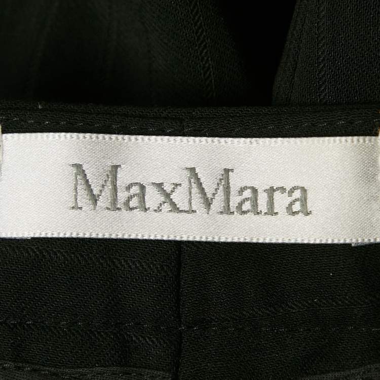 Pre Owned Max Mara Black Pinstriped Wool Suit M