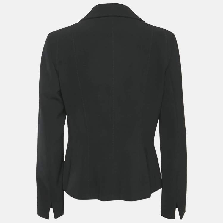 Pre Owned Max Mara Black Crepe Button Front Blazer M