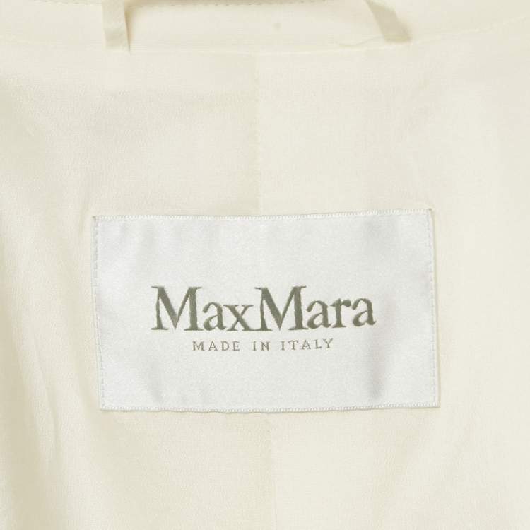 Pre Owned Max Mara Cream Wool Double Breasted Short Coat L
