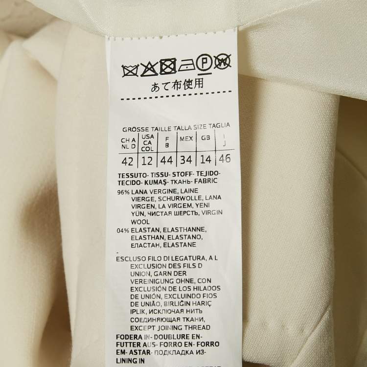 Pre Owned Max Mara Cream Wool Double Breasted Short Coat L