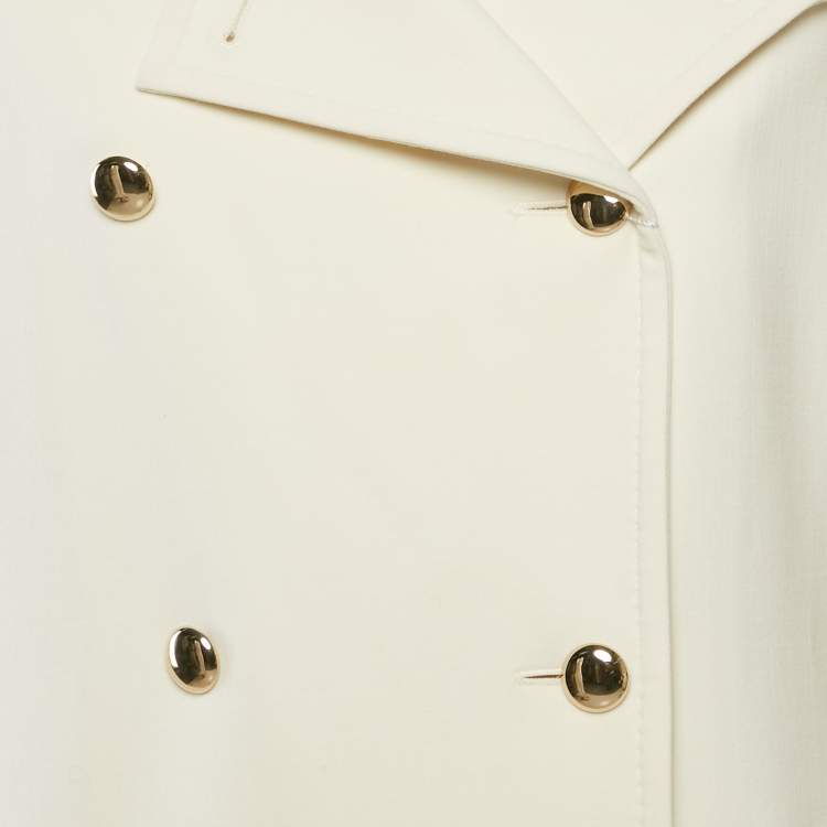 Pre Owned Max Mara Cream Wool Double Breasted Short Coat L