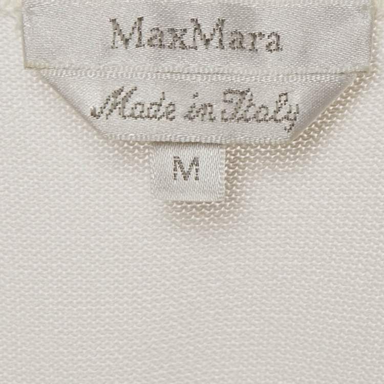 Pre Owned Max Mara White Stretch Knit Sleeveless Midi Dress M