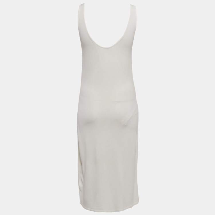 Pre Owned Max Mara White Stretch Knit Sleeveless Midi Dress M