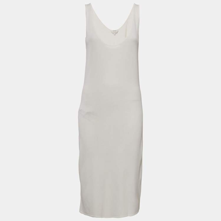 Pre Owned Max Mara White Stretch Knit Sleeveless Midi Dress M