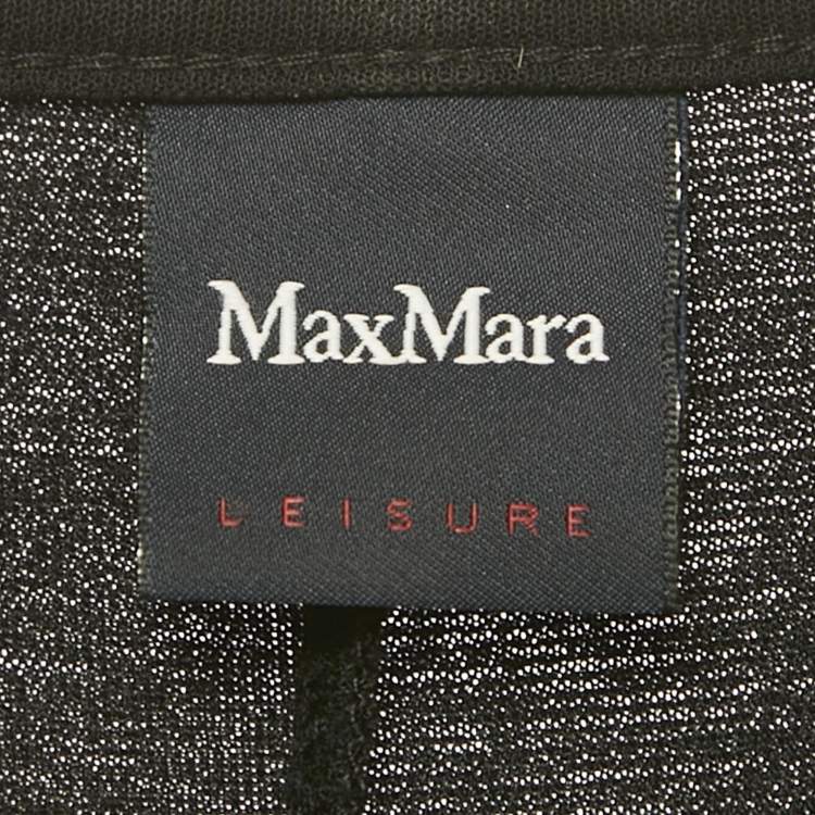 Pre Owned Max Mara Leisure Black Jersey V-Neck Midi Dress L