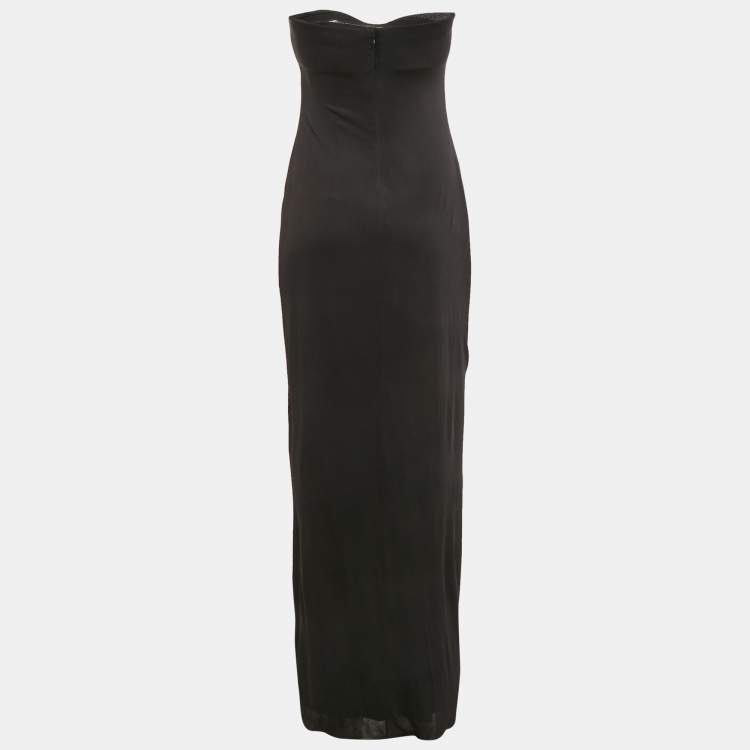Pre Owned Max Mara Black Jersey Strapless Maxi Dress M