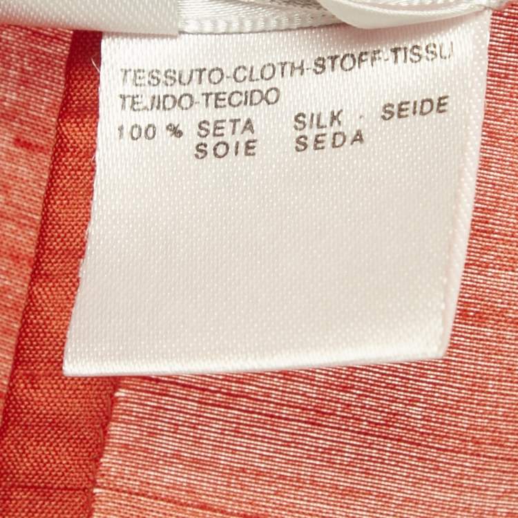 Pre Owned Max Mara Orange Taffeta Silk Wrap Around Top S