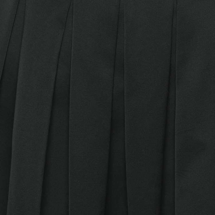 Pre Owned Max Mara Black Cotton Blend Pleated Midi Skirt S