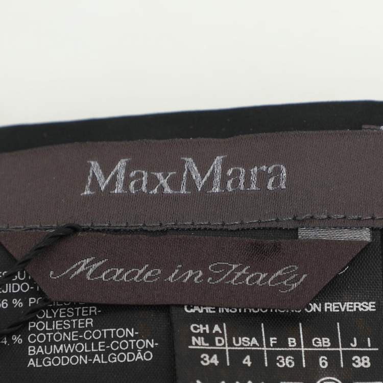 Pre Owned Max Mara Black Cotton Blend Pleated Midi Skirt S