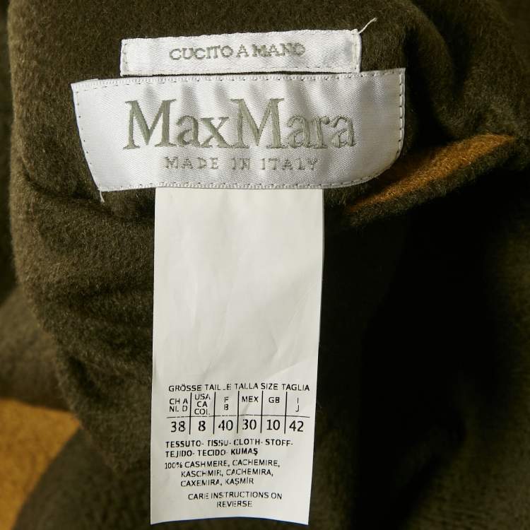 Pre Owned Max Mara Olive Green Cashmere Reversible Short Coat S