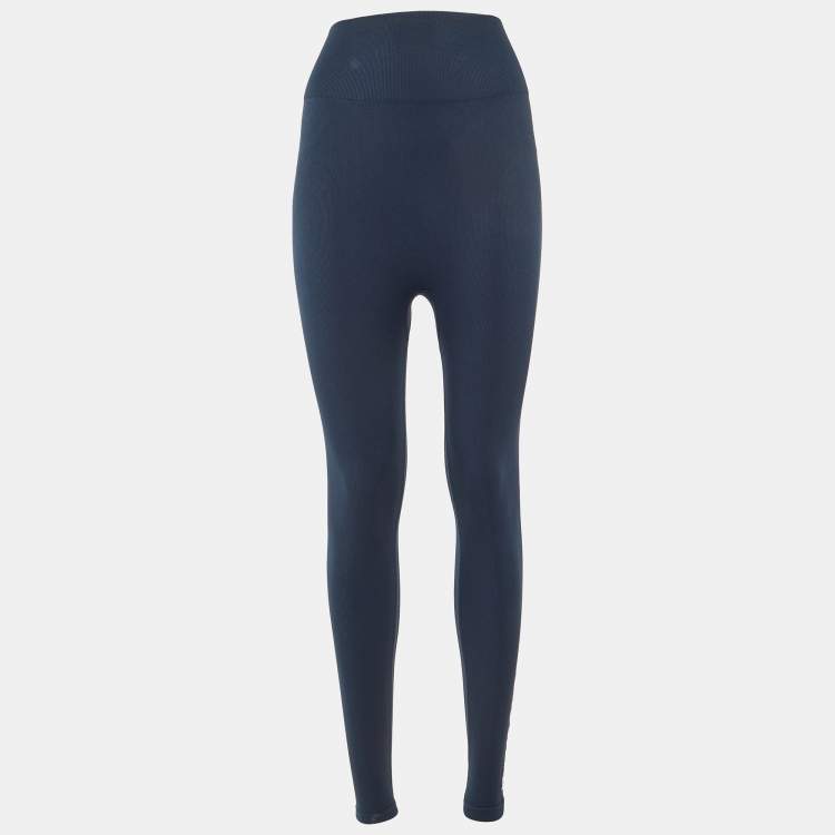 Pre Owned Max Mara Leisure Blue Logo Jersey Leggings S 